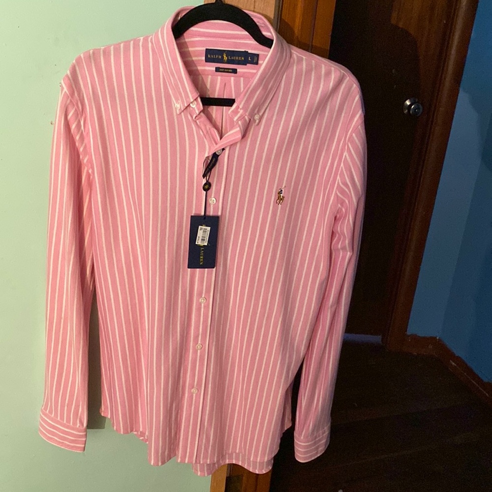 Ralph Lauren pink button up.